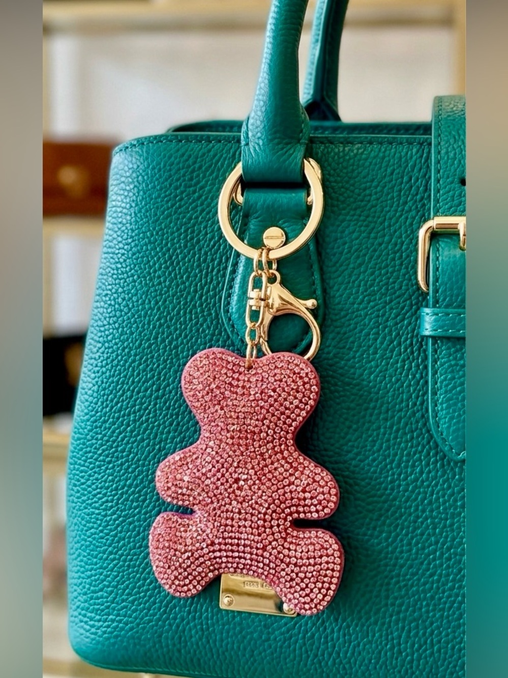 Rhinestone Teddy Bear Bag Charm/
Sparkly Purse Keychain | 5" Cute Y2K